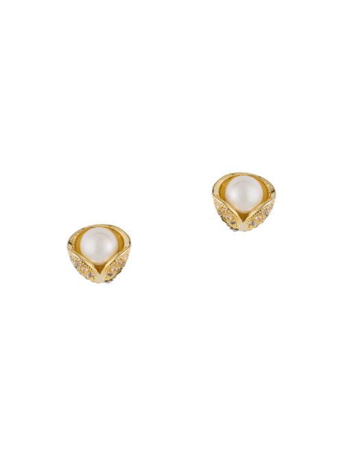 white brass studs earring - 16955341 - Standard Image - 1