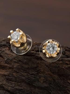 gold brass studs earring - 16955345 - Standard Image - 3
