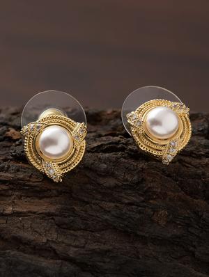 gold brass studs earring - 16955346 - Standard Image - 3