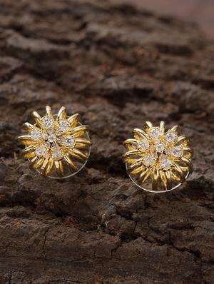 gold brass studs earring - 16955350 - Standard Image - 3