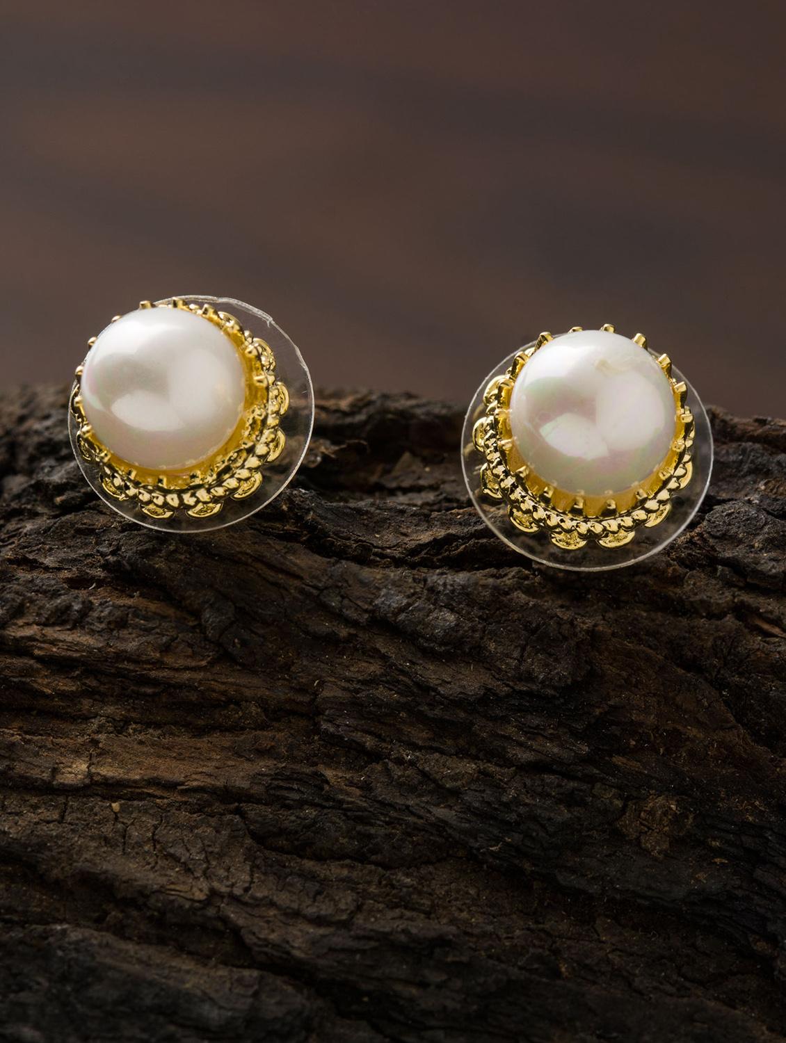 gold brass studs earring - 16955352 - Zoom Image - 3