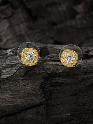 gold brass studs earring - 16955353 - Standard Image - 3