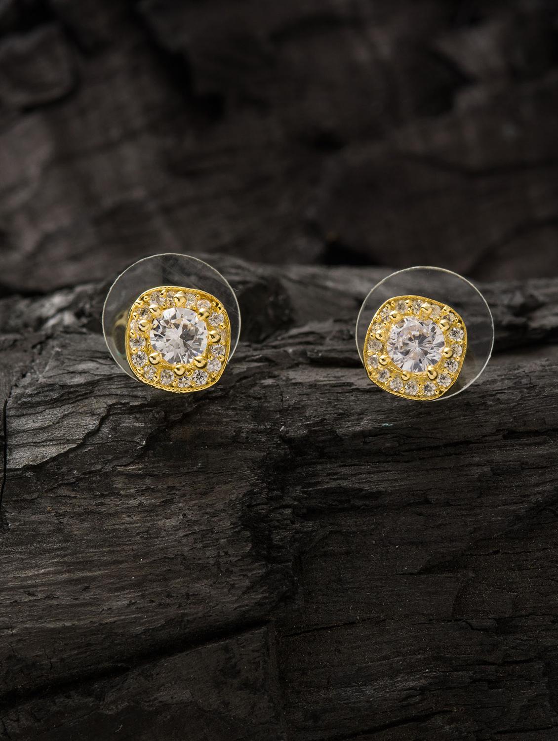 gold brass studs earring - 16955353 - Zoom Image - 3
