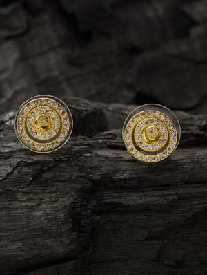 gold brass studs earring - 16955354 - Standard Image - 3