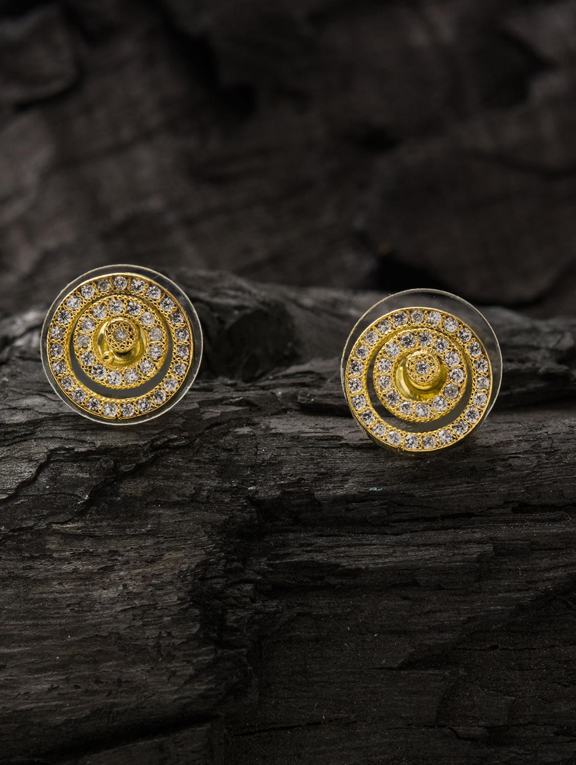 gold brass studs earring - 16955354 - Zoom Image - 3