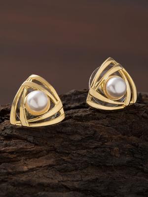 gold brass studs earring - 16955355 - Standard Image - 2