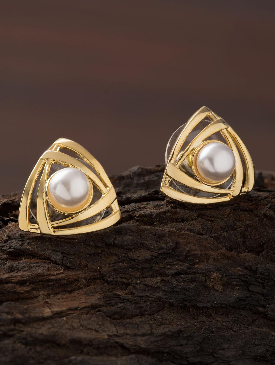 gold brass studs earring - 16955355 - Zoom Image - 2