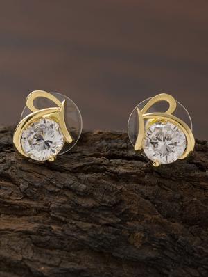 gold brass studs earring - 16955357 - Standard Image - 3