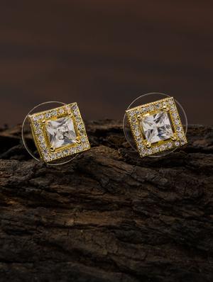 gold brass studs earring - 16955358 - Standard Image - 3