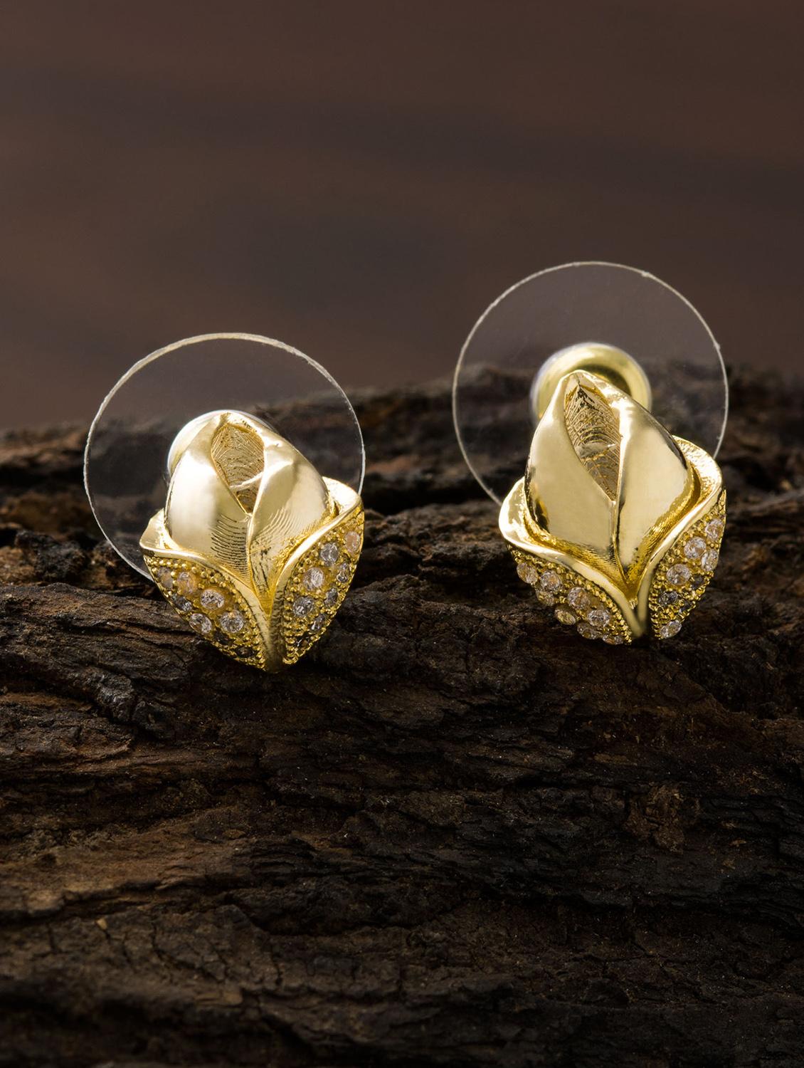 gold brass studs earring - 16955359 - Zoom Image - 3