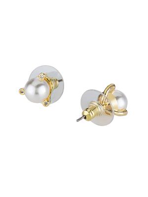 white brass studs earring - 16955360 - Standard Image - 2