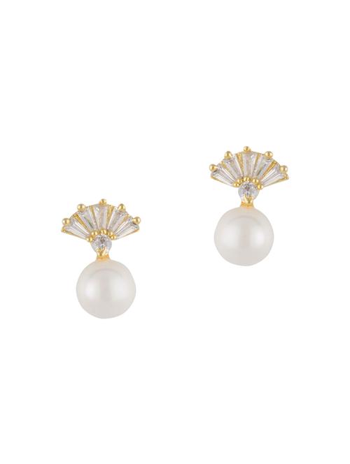 white brass studs earring - 16955362 - Standard Image - 1