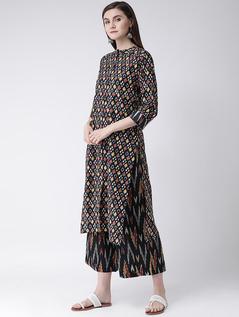 ikat print kurta palazzo set - 16955452 - Zoom Image - 2
