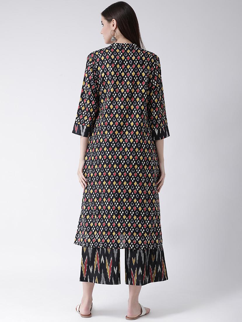 ikat print kurta palazzo set - 16955452 - Zoom Image - 3