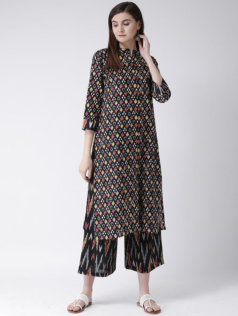 ikat print kurta palazzo set - 16955452 - Zoom Image - 4