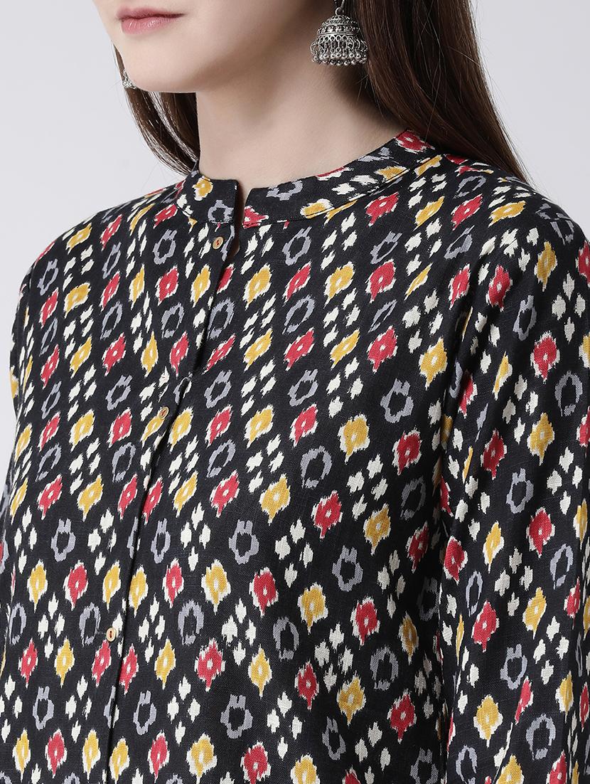 ikat print kurta palazzo set - 16955452 - Zoom Image - 5