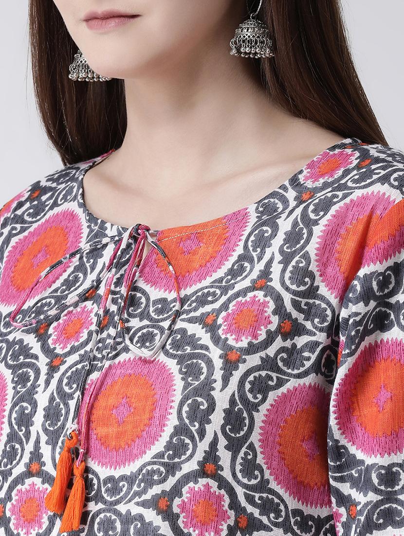 printed a-line kurta - 16955466 - Zoom Image - 4