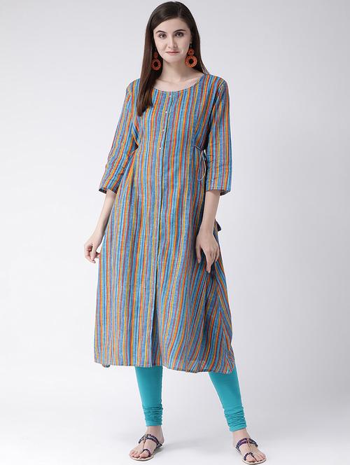striped a-line kurta - 16955471 - Standard Image - 1
