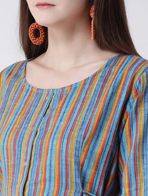 striped a-line kurta - 16955471 - Standard Image - 4