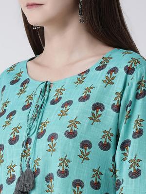 floral a-line kurta - 16955473 - Standard Image - 4
