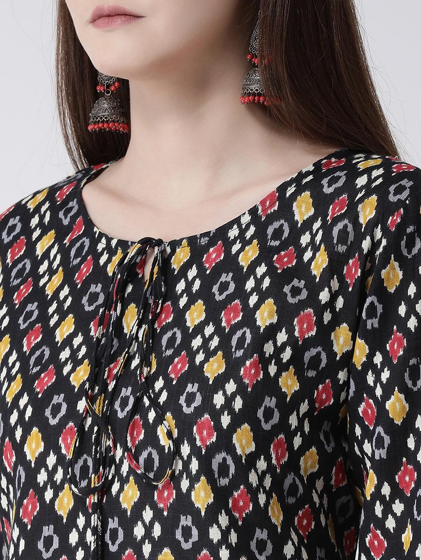 ikat print a-line kurta - 16955478 - Zoom Image - 4
