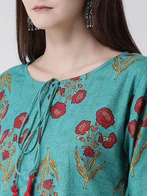 floral print a-line kurta - 16955479 - Standard Image - 4