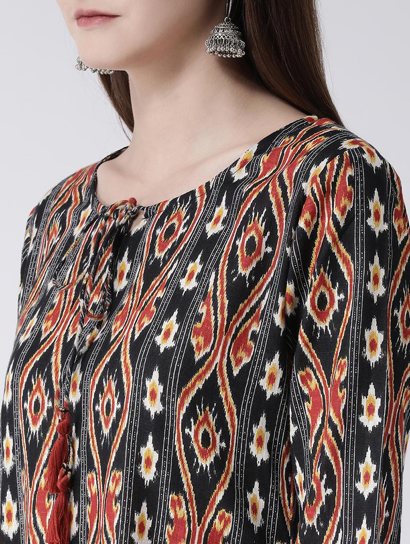 ikat print a-line kurta - 16955480 - Zoom Image - 4