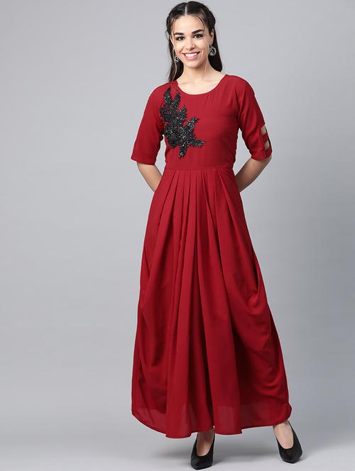 tie front flared ethnic dress - 16955853 - Standard Image - 1