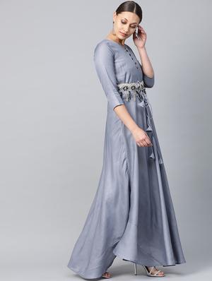 tie front flared ethnic dress - 16955855 - Standard Image - 2