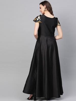 black silk blend layered ethnic dress - 16955860 - Standard Image - 3