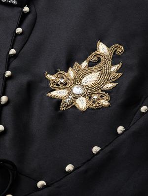 black silk blend layered ethnic dress - 16955860 - Standard Image - 4