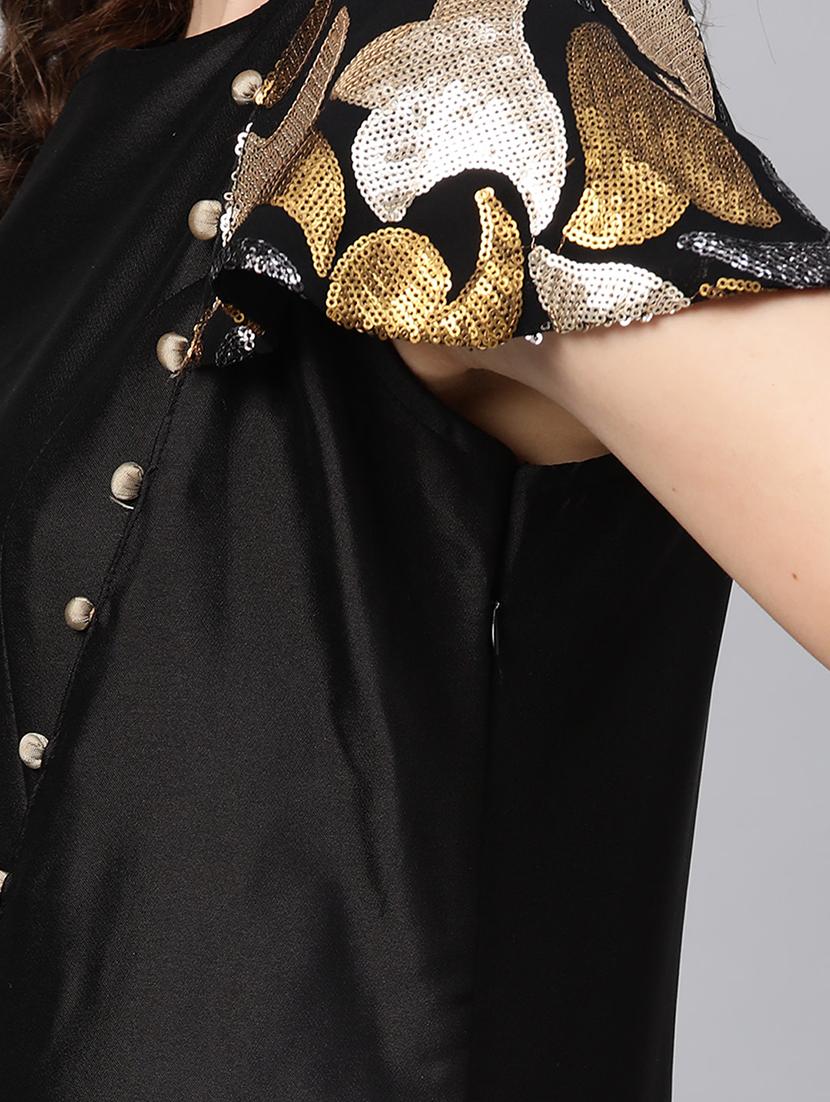 black silk blend layered ethnic dress - 16955860 - Zoom Image - 5