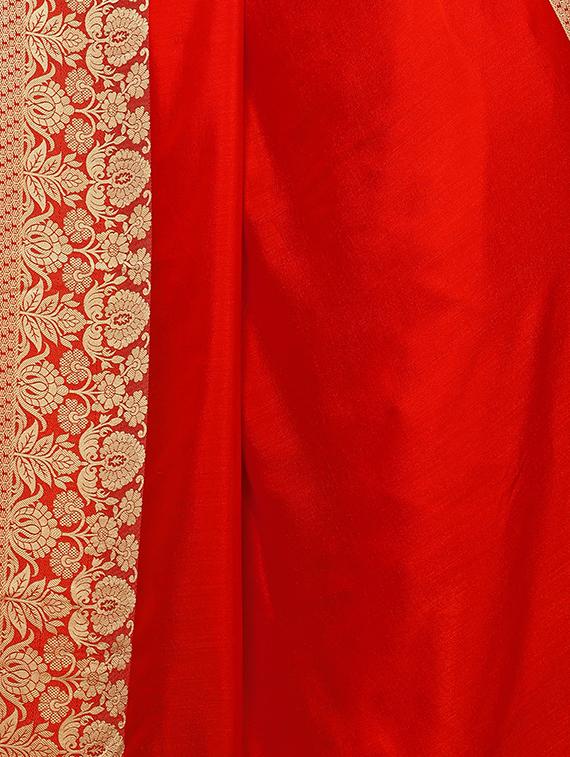 solid bordered saree with blouse - 16955990 - Zoom Image - 3