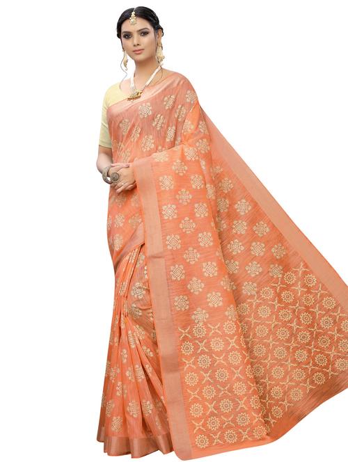 foil printed saree with blouse - 16955997 - Standard Image - 1
