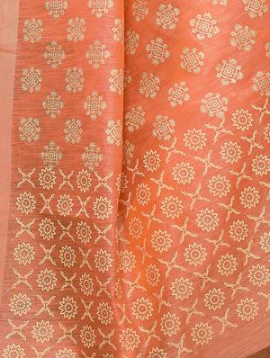 foil printed saree with blouse - 16955997 - Standard Image - 3