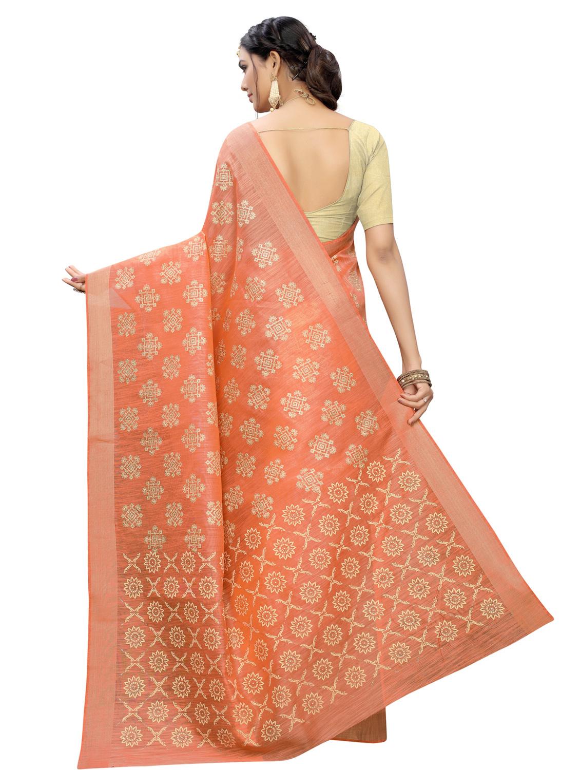 foil printed saree with blouse - 16955997 - Zoom Image - 2