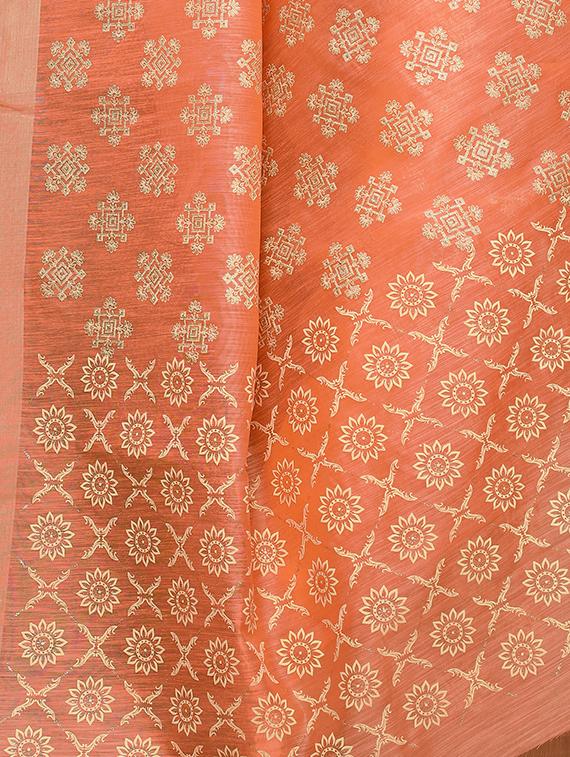 foil printed saree with blouse - 16955997 - Zoom Image - 3