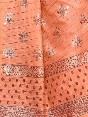 foil printed saree with blouse - 16956000 - Standard Image - 3