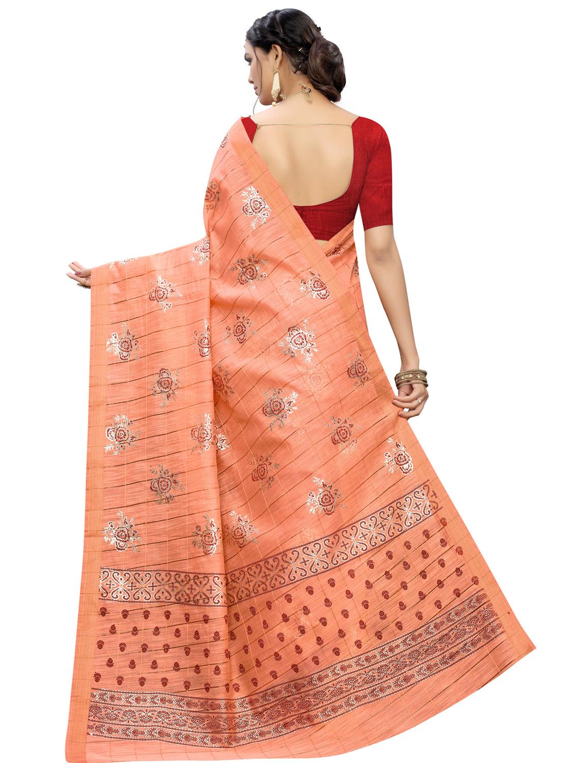 foil printed saree with blouse - 16956000 - Zoom Image - 2
