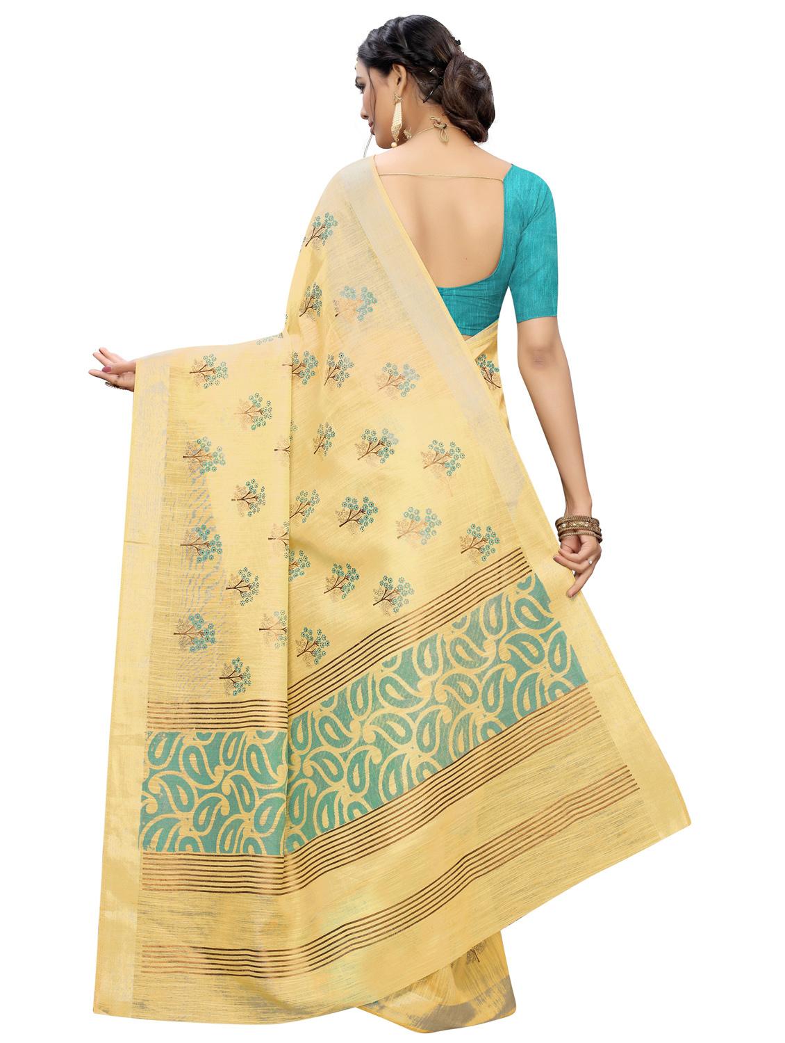foil printed saree with blouse - 16956001 - Zoom Image - 2