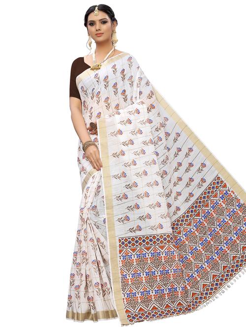 floral printed saree with blouse - 16956005 - Standard Image - 1