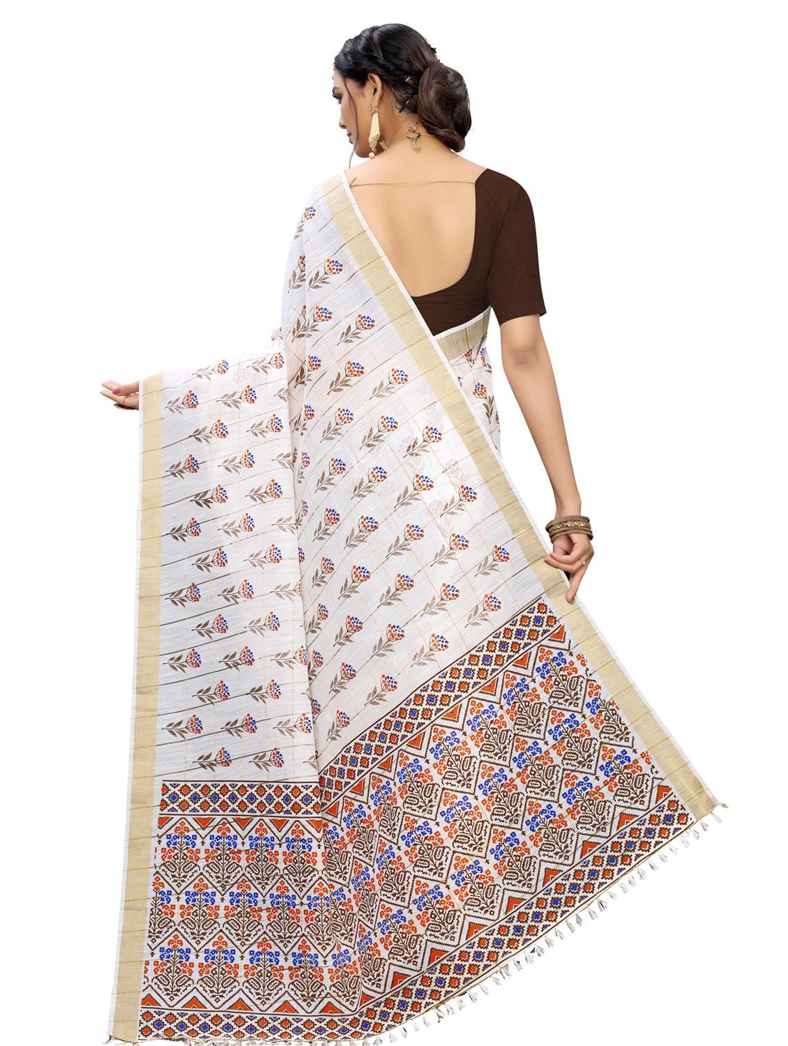 floral printed saree with blouse - 16956005 - Zoom Image - 2