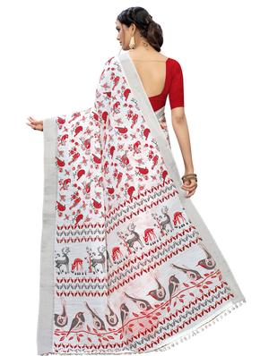conversational printed saree with blouse - 16956006 - Standard Image - 2