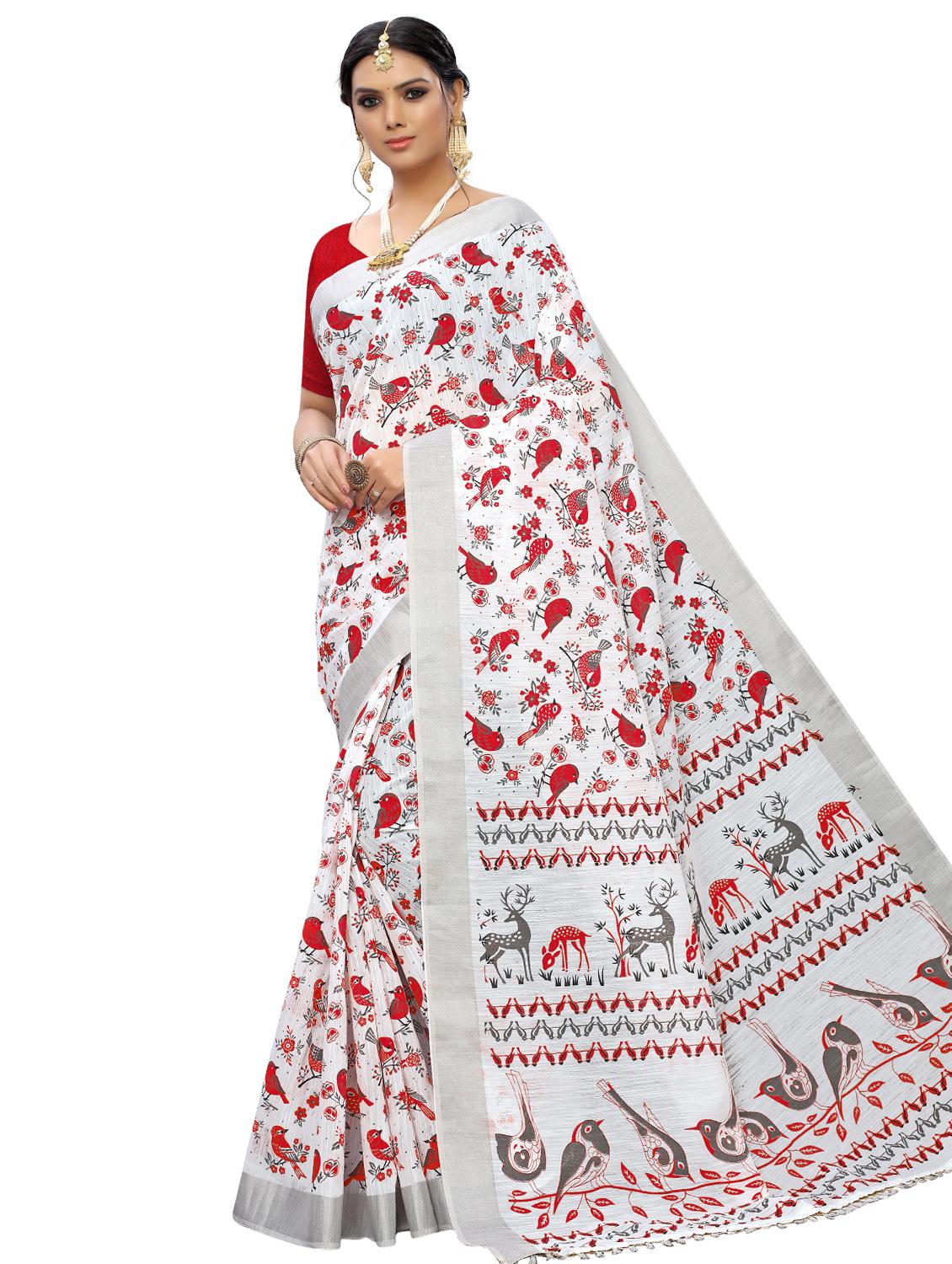 conversational printed saree with blouse - 16956006 - Zoom Image - 1