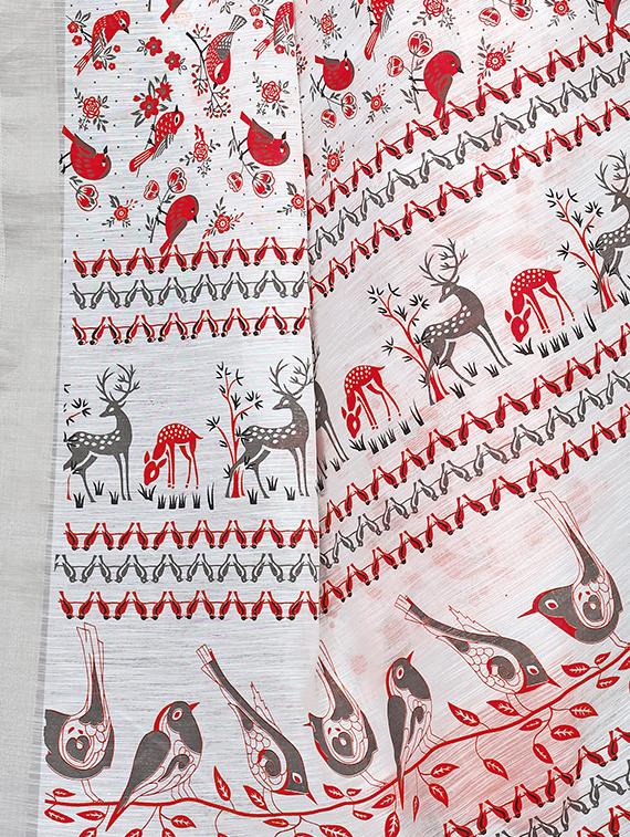 conversational printed saree with blouse - 16956006 - Zoom Image - 3