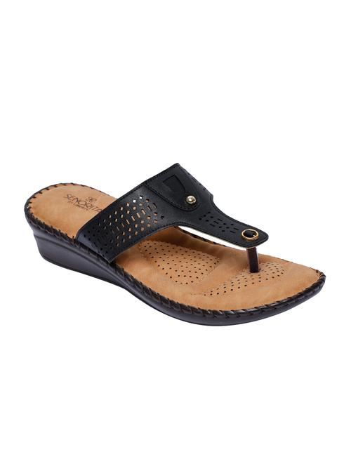 black leatherette toe separator sandals - 16956419 - Standard Image - 1