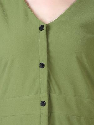 green cotton lycra aline dress - 16956443 - Standard Image - 4