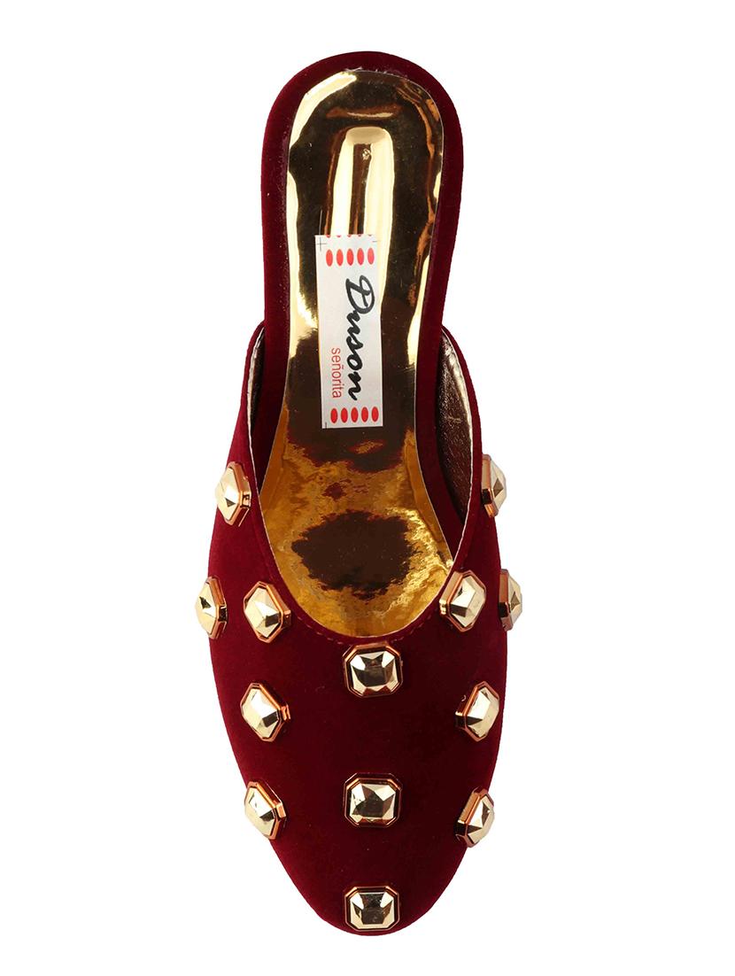 maroon slip on mules - 16956449 - Zoom Image - 4
