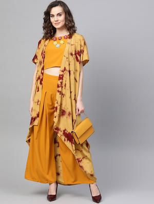 crop top & palazzo with shrug - 16956597 - Standard Image - 4