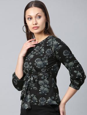 tie front floral top - 16956601 - Standard Image - 2